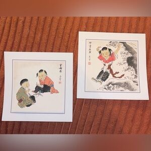 Traditional Chinese Art Ink and Watercolor on Rice Paper (Set of 2 prints)